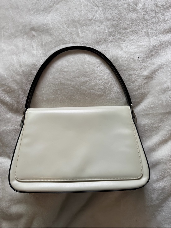Escada Handbags - Vintage Escada Kelly leather White Shoulder Bag with Black Handle